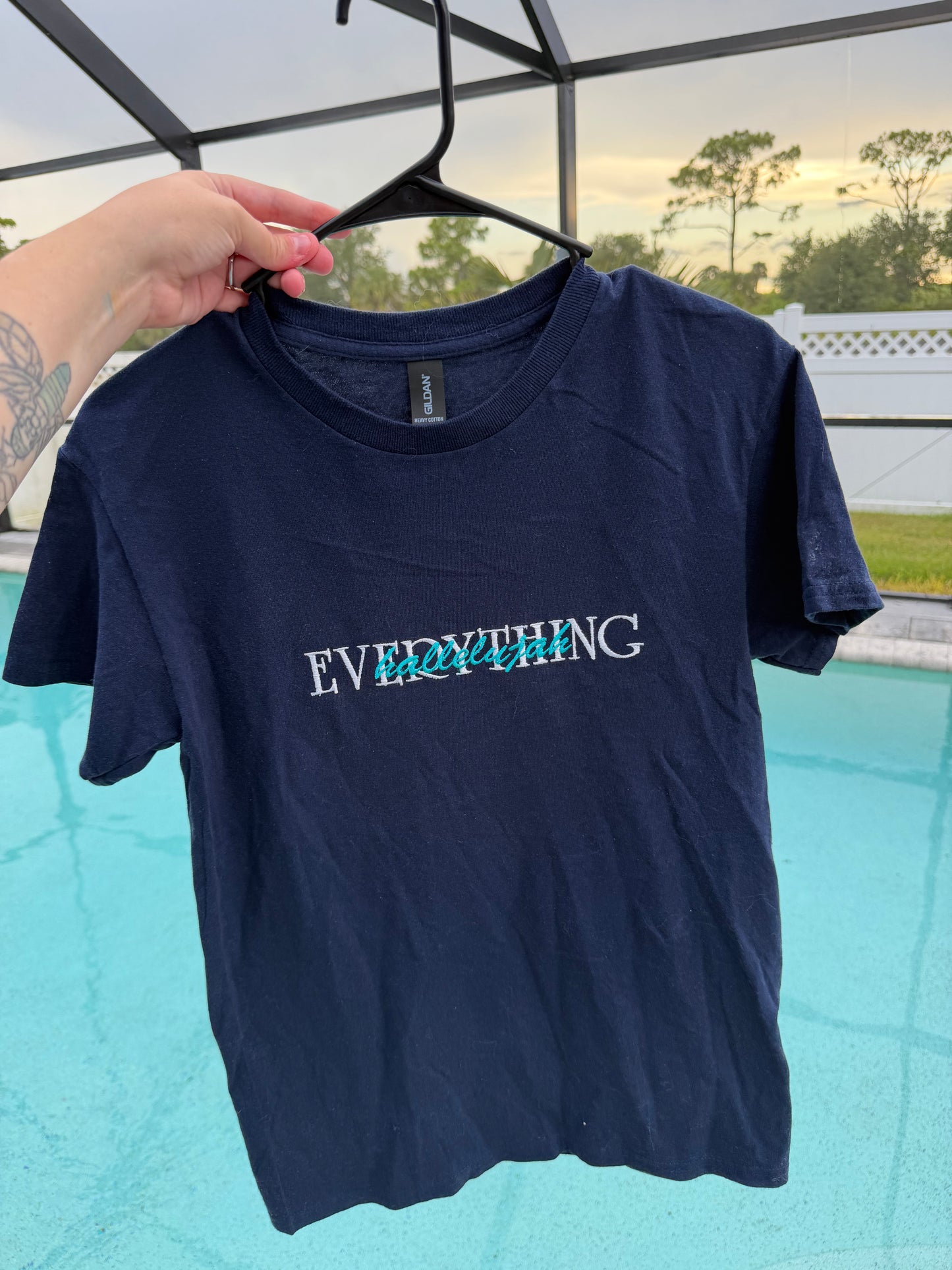 Everything Hallelujah Embroidered Tee | Christian Embroidered Shirt | Faith Based Minimalist Tee