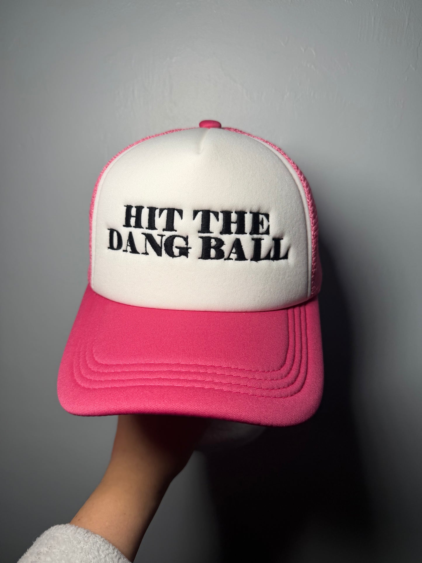 Hit The Dang Ball Embroidered Hat | Softball Hat | Baseball Mom Hat | Sports Trucker Cap