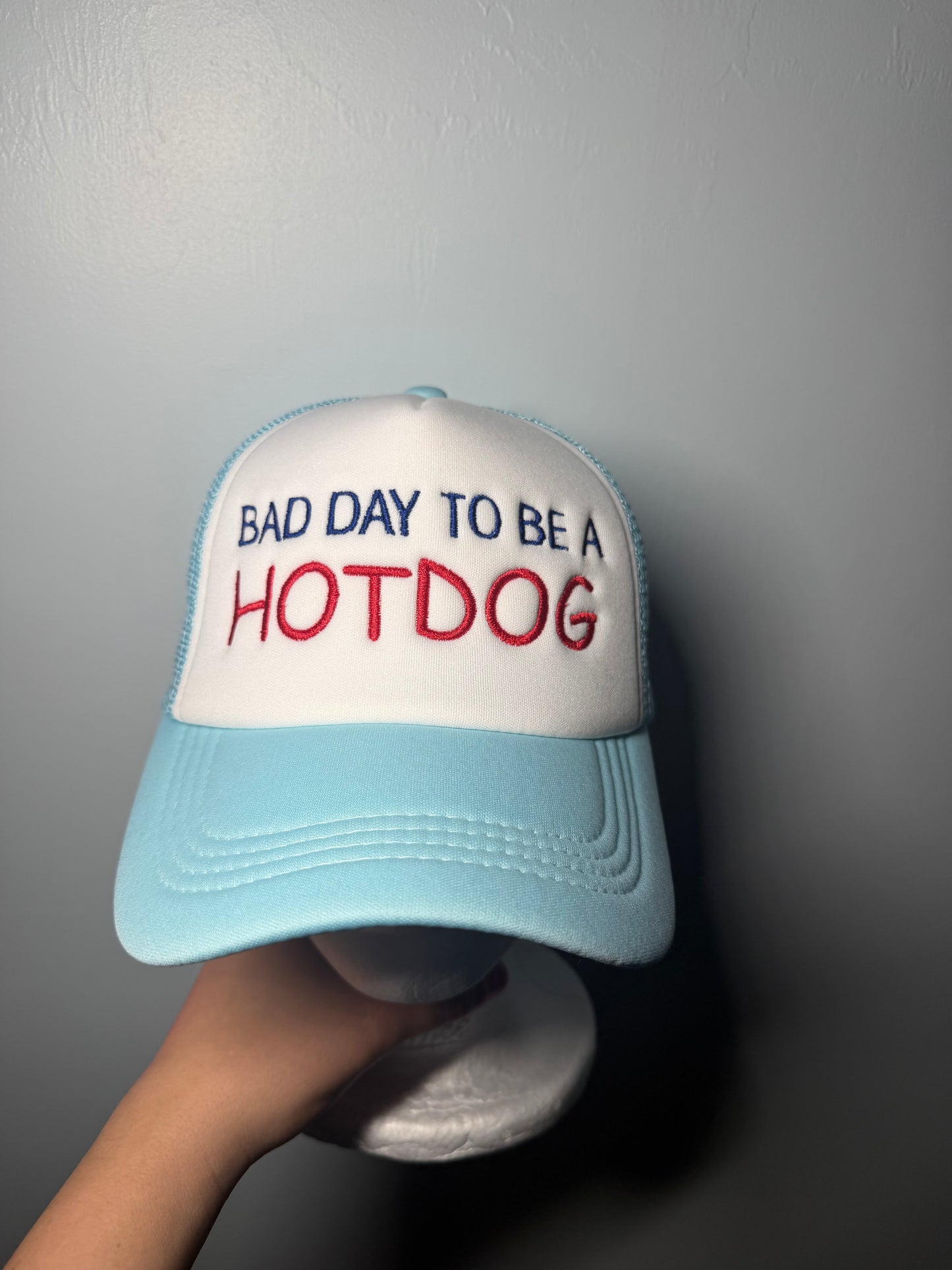 Bad Day To Be A Hotdog Embroidered Trucker Hat | Funny BBQ Hat | Summer Hat