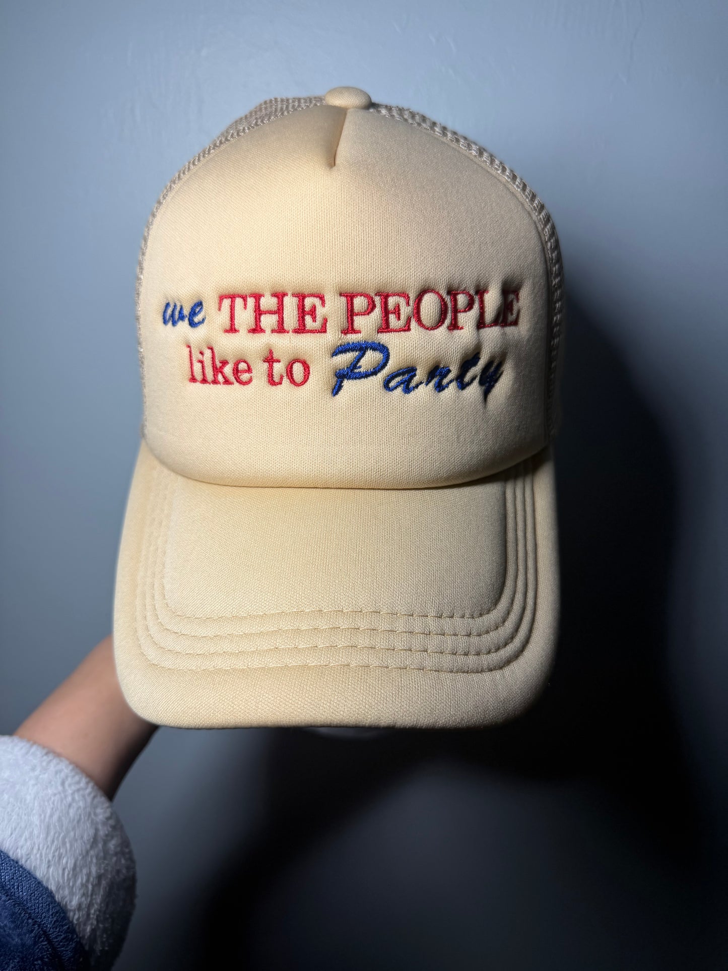 We The People Like To Party Embroidered Hat | Patriotic Party Hat | USA Trucker Cap