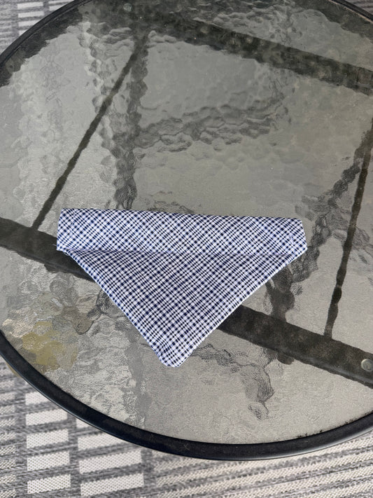 Classic Navy Plaid Over-the-Collar Dog Bandana – Size Medium