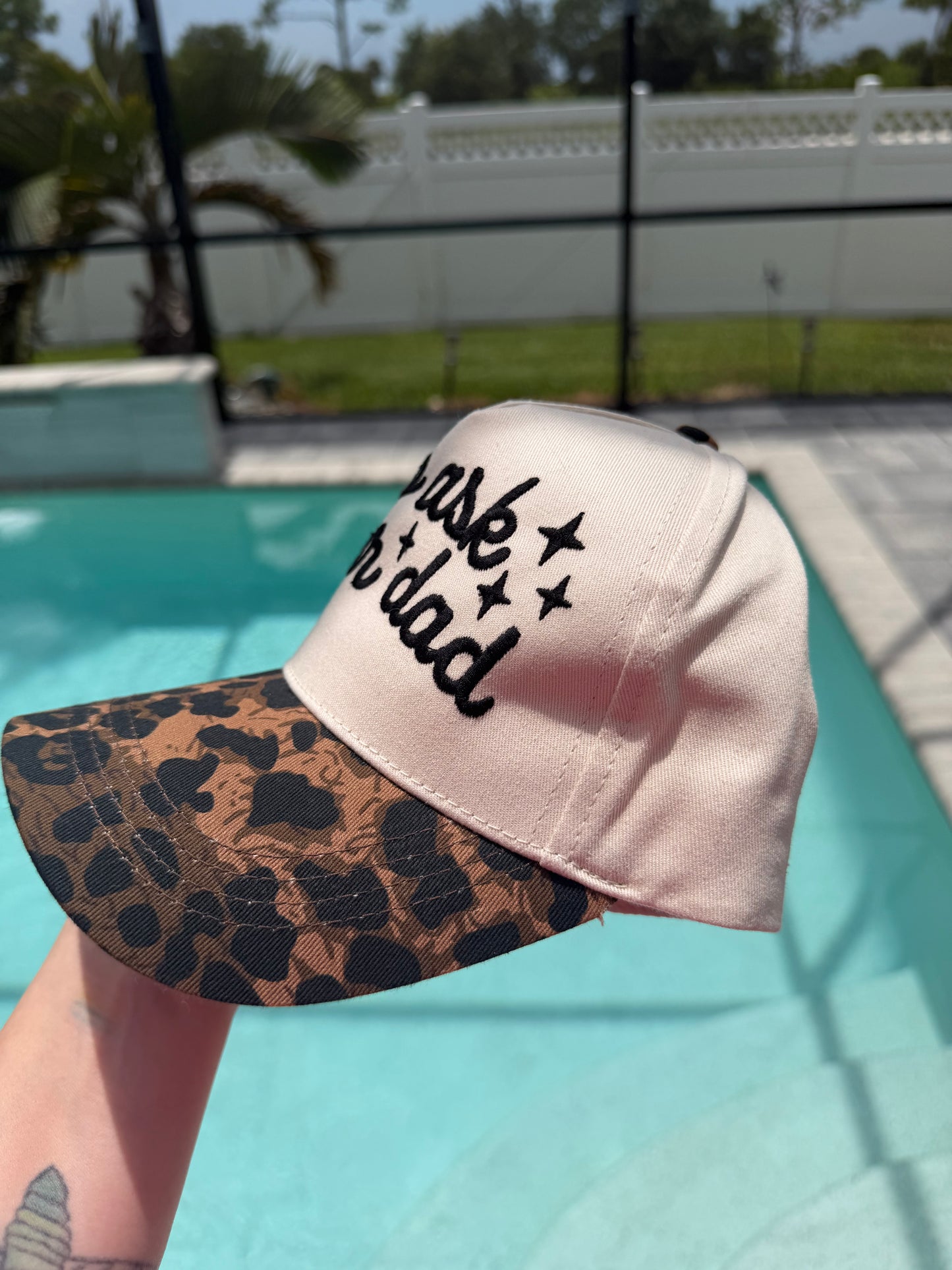 Go Ask Your Dad Embroidered Leopard Brim Hat