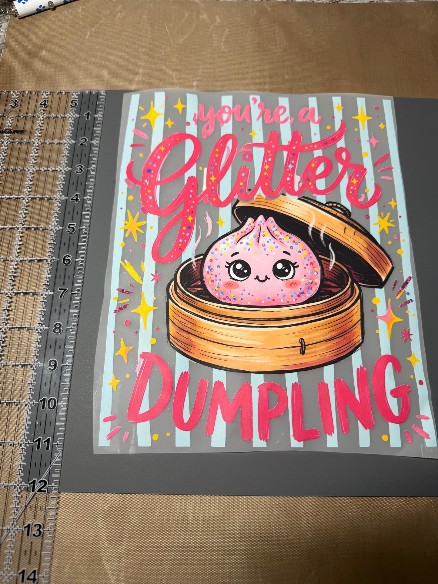 Cute You're a Glitter Dumpling DTF Transfer - Ready to Press Kawaii Food Graphic Print