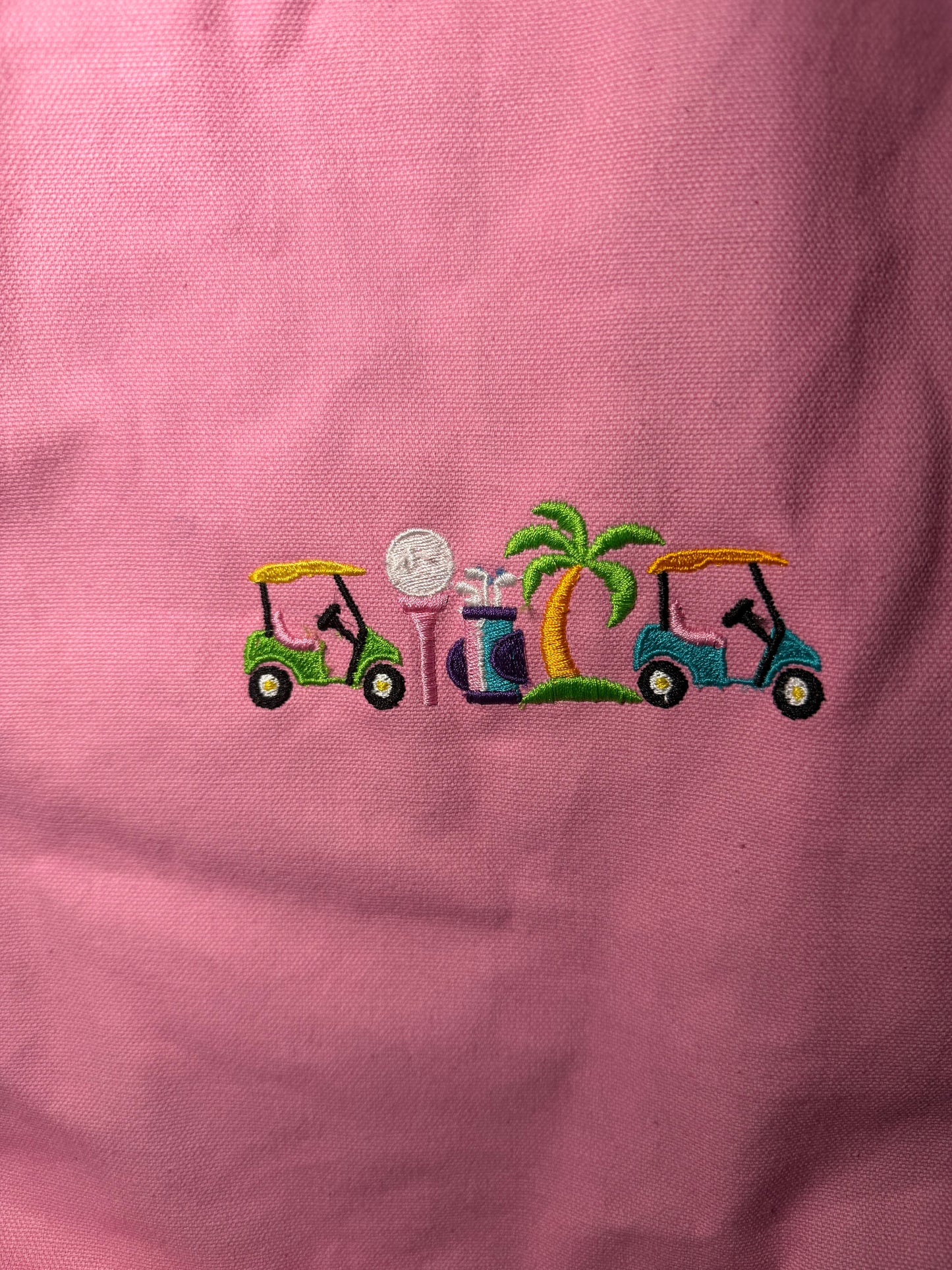 Golf Girl Embroidered Tote Bag | Pink Canvas Tote | Cute Golf Lover Gift