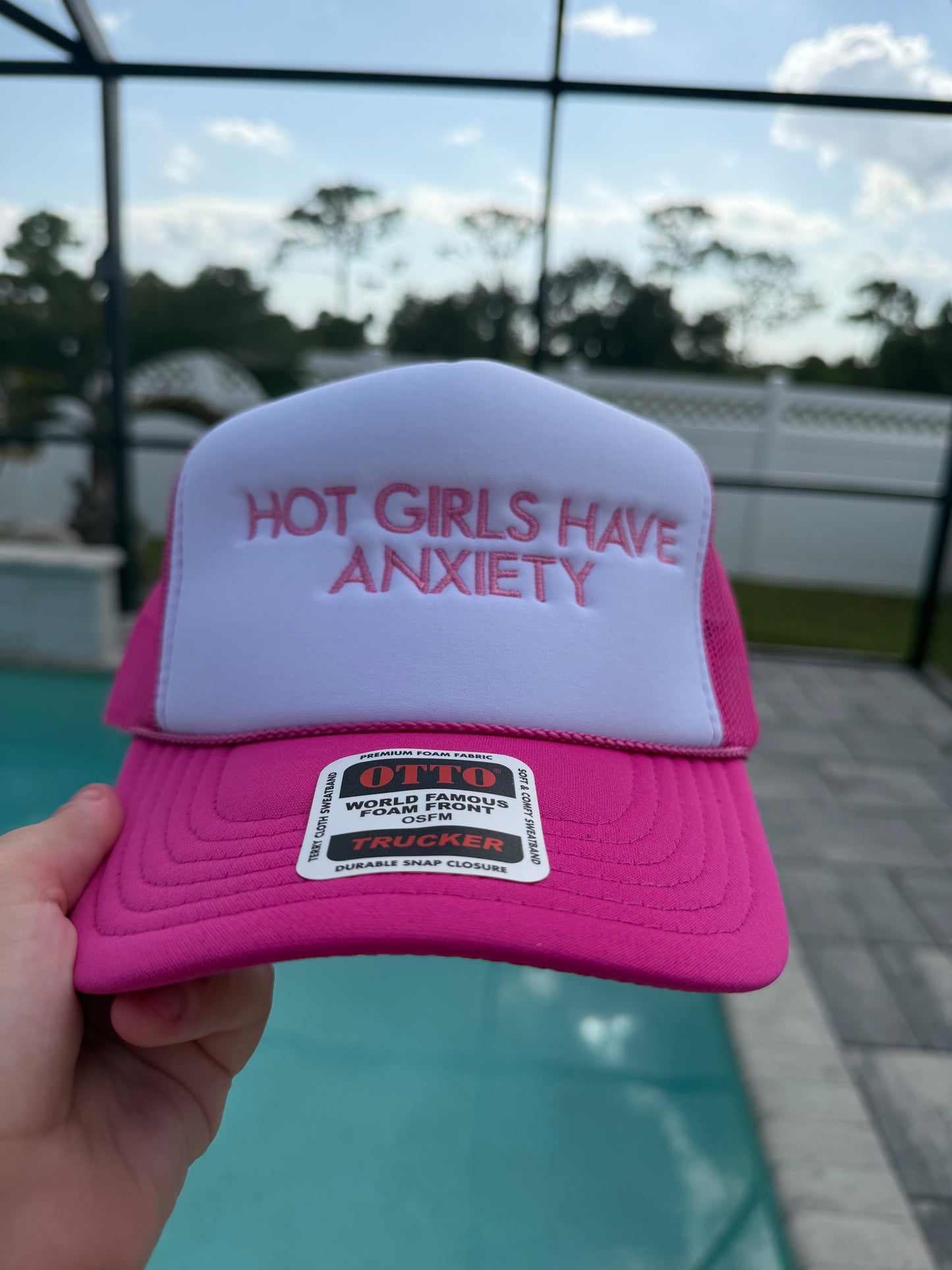 Hot Girls Have Anxiety Trucker Hat | Embroidered Mental Health Hat