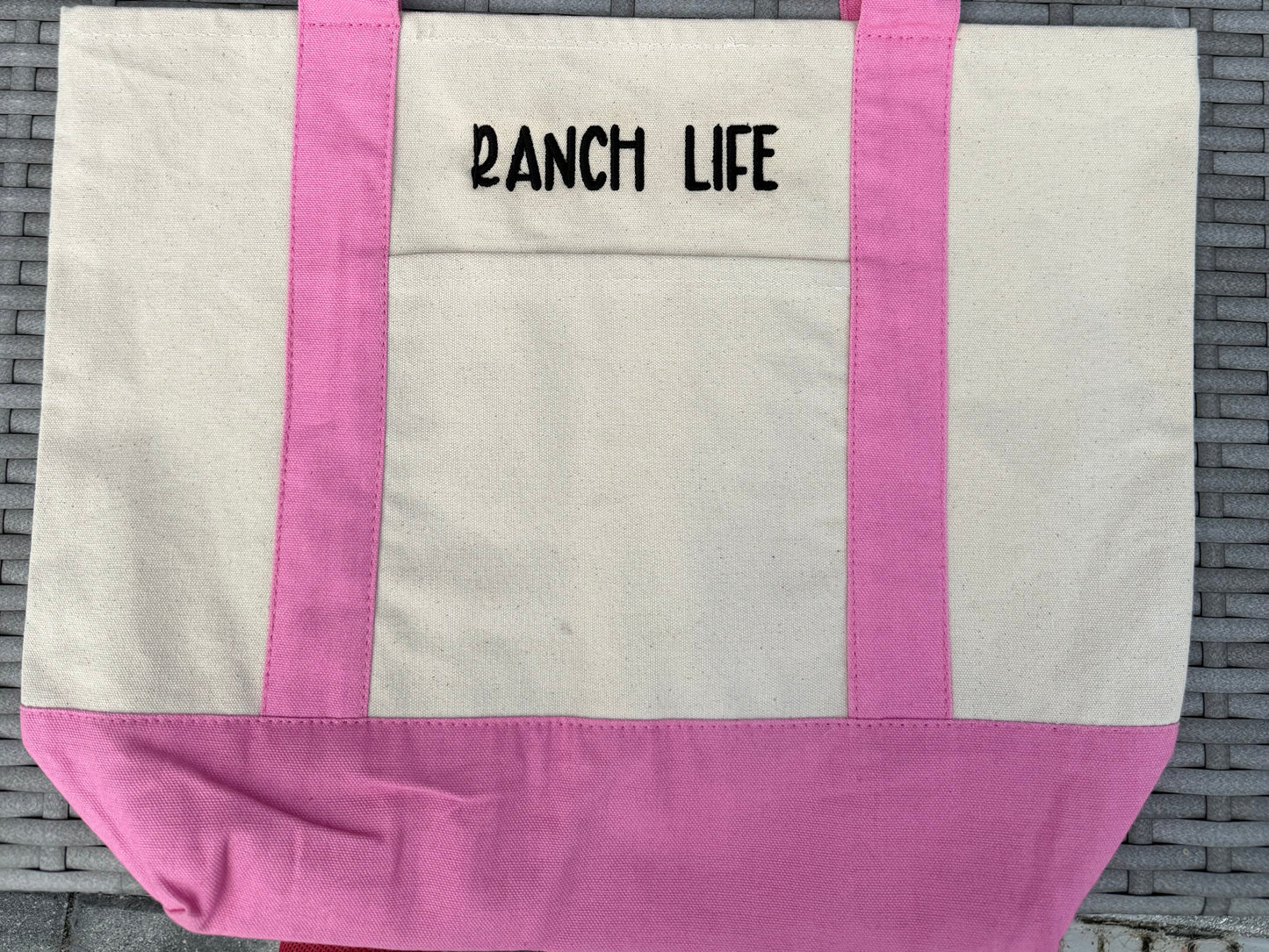 Ranch Life Canvas Tote Bag | Handmade Embroidered Everyday Bag