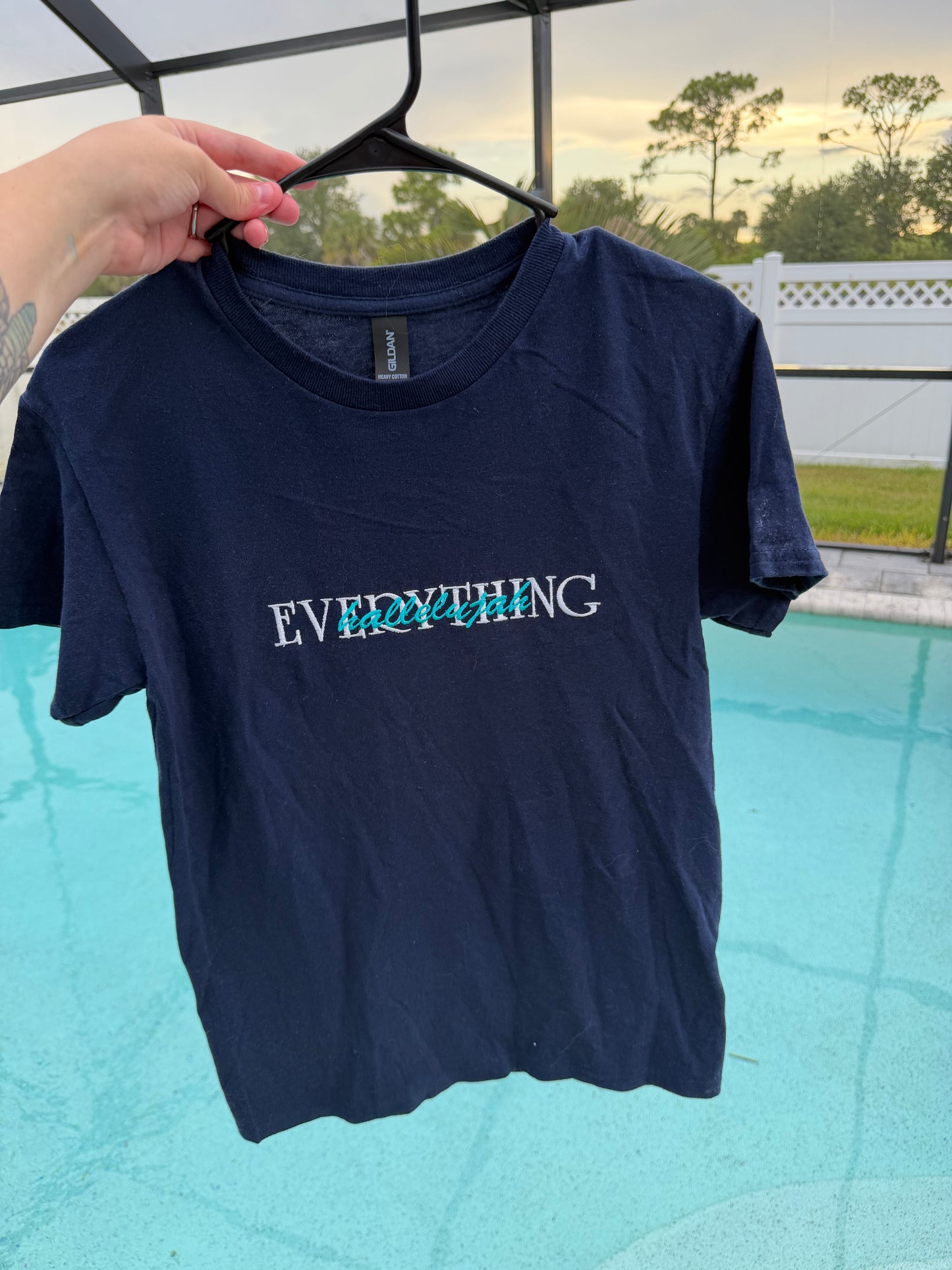 Everything Hallelujah Embroidered Tee | Christian Embroidered Shirt | Faith Based Minimalist Tee