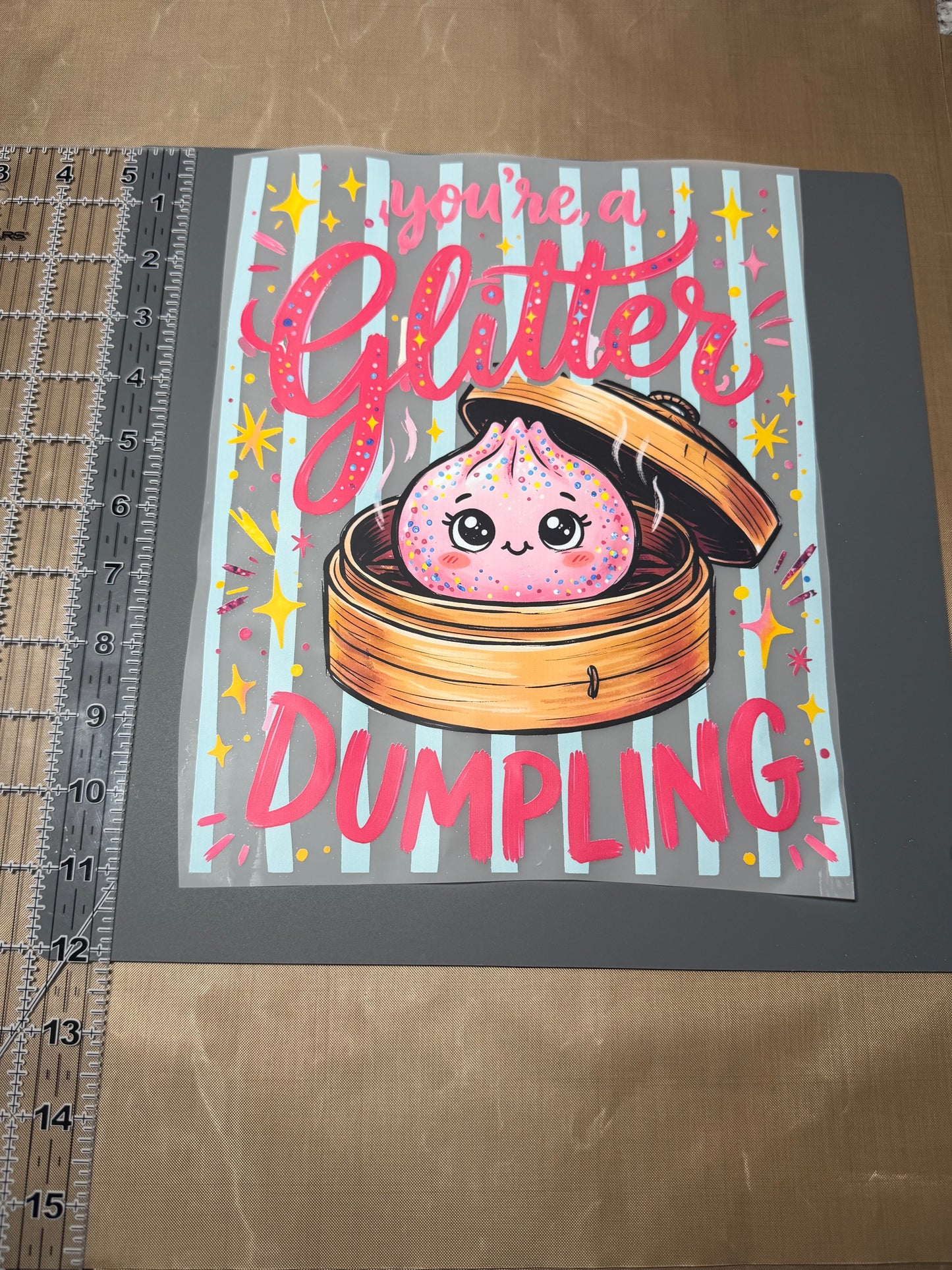 Cute You're a Glitter Dumpling DTF Transfer - Ready to Press Kawaii Food Graphic Print