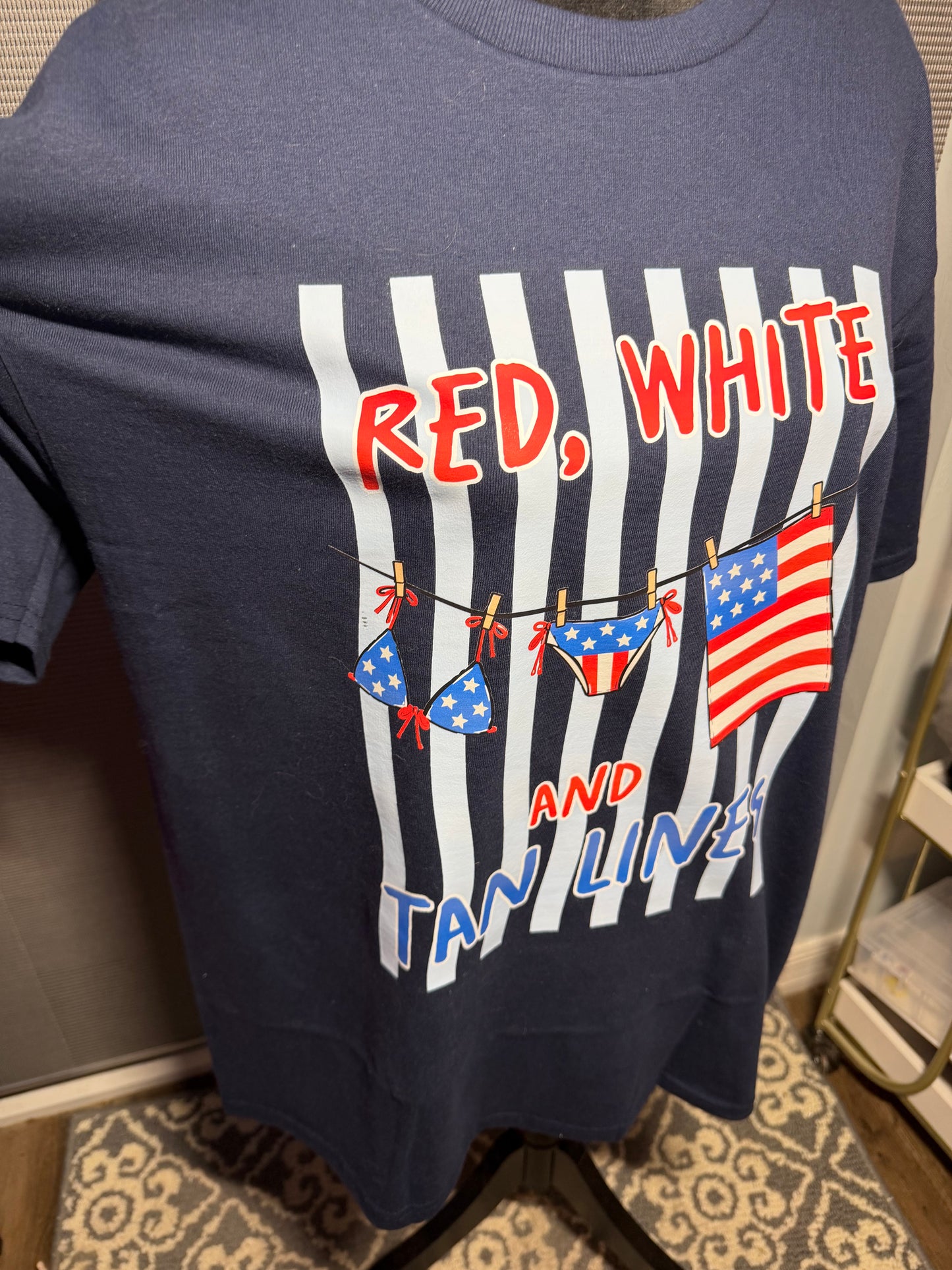 Red, White, and Tan Lines Retro Patriotic Graphic Tee