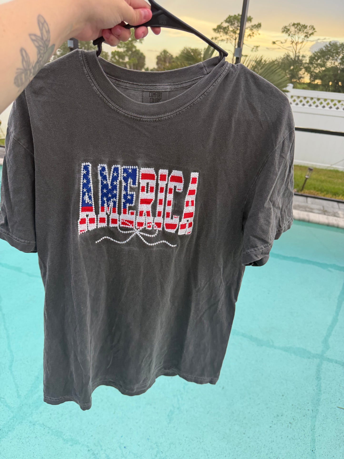 America Bow Tee | Patriotic Graphic Tee | Fourth of July Shirt | Comfort Colors Tee