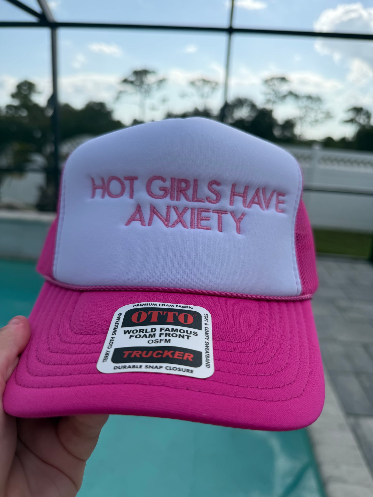 Hot Girls Have Anxiety Trucker Hat | Embroidered Mental Health Hat