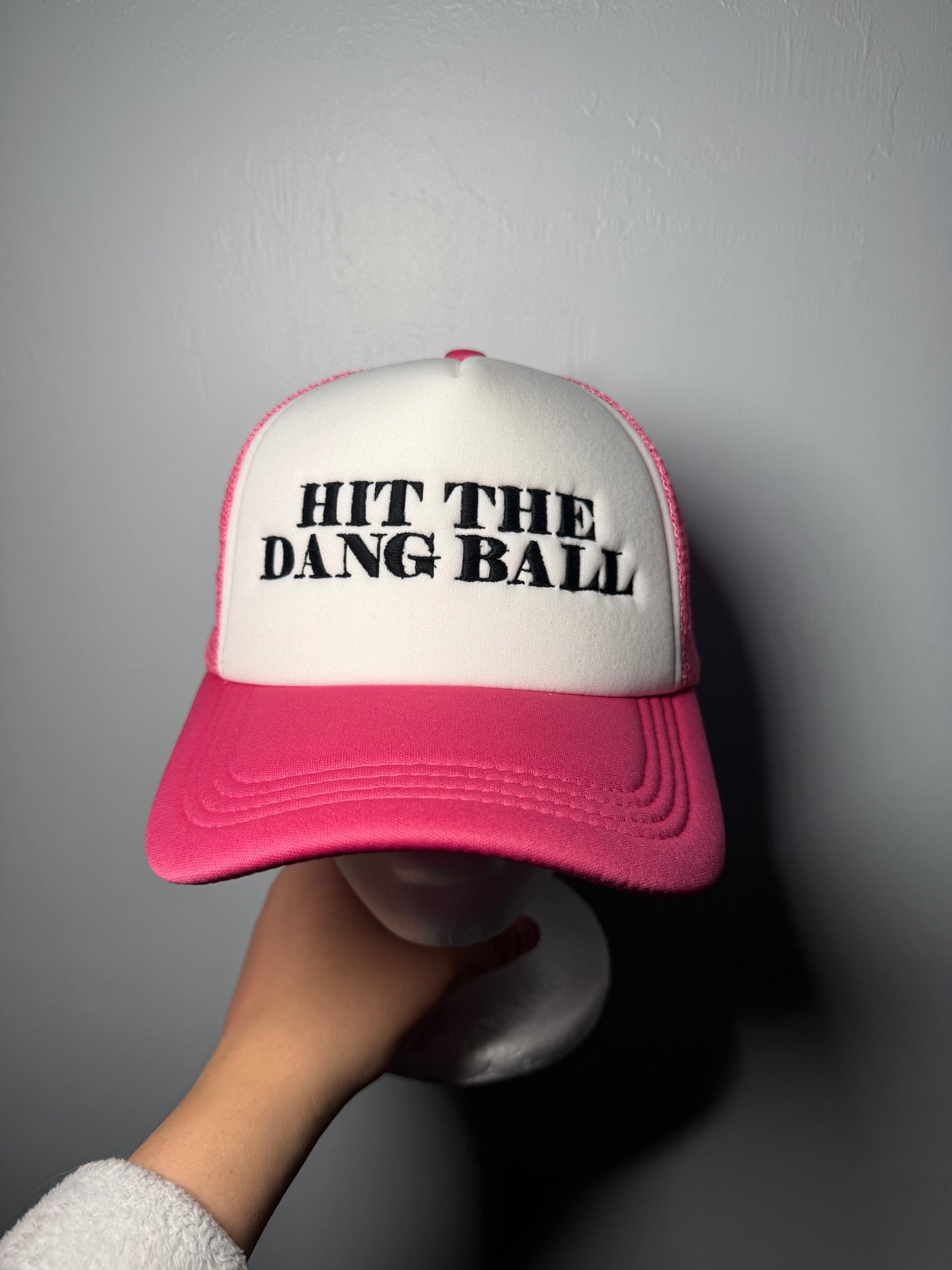 Hit The Dang Ball Embroidered Hat | Softball Hat | Baseball Mom Hat | Sports Trucker Cap