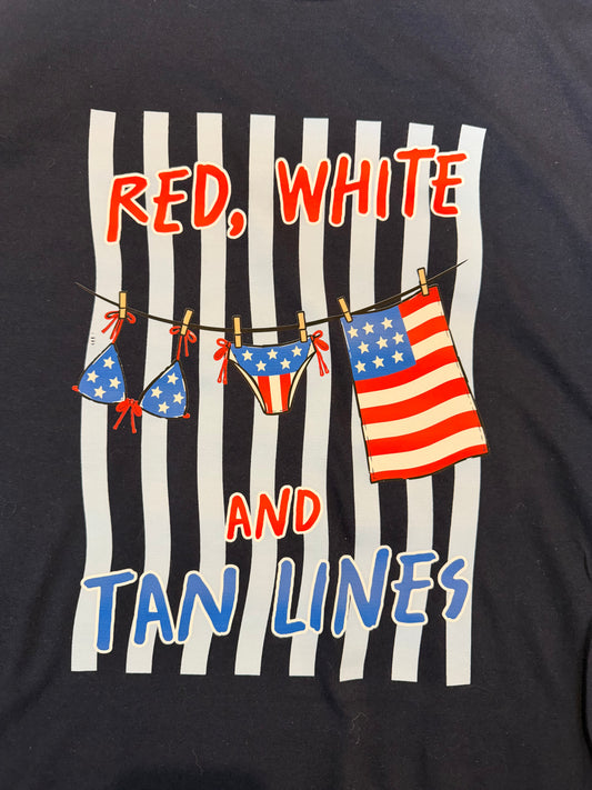 Red, White, and Tan Lines Retro Patriotic Graphic Tee