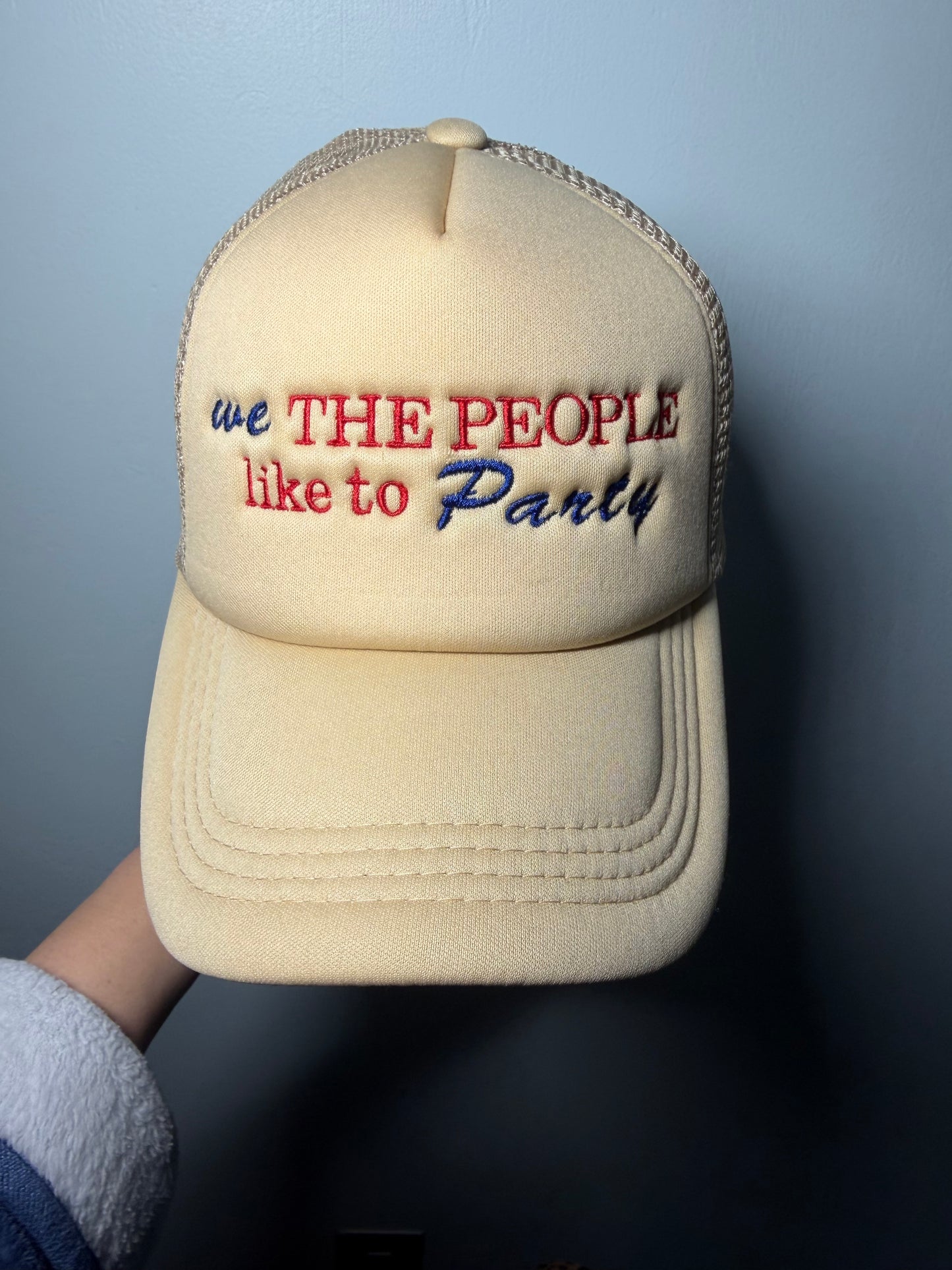 We The People Like To Party Embroidered Hat | Patriotic Party Hat | USA Trucker Cap