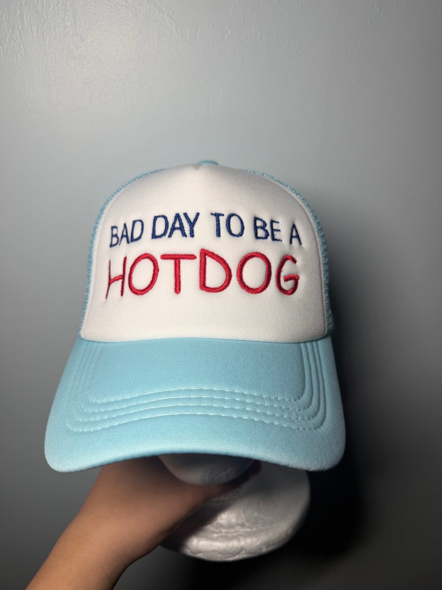 Bad Day To Be A Hotdog Embroidered Trucker Hat | Funny BBQ Hat | Summer Hat