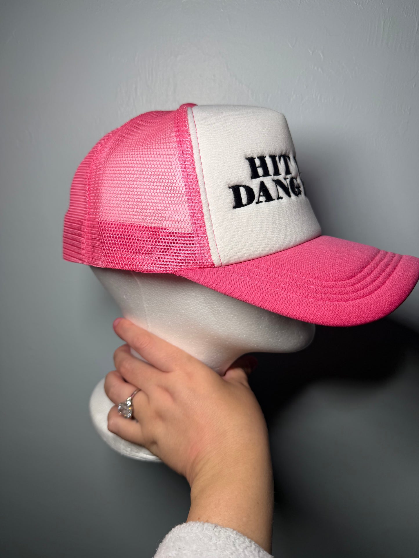 Hit The Dang Ball Embroidered Hat | Softball Hat | Baseball Mom Hat | Sports Trucker Cap