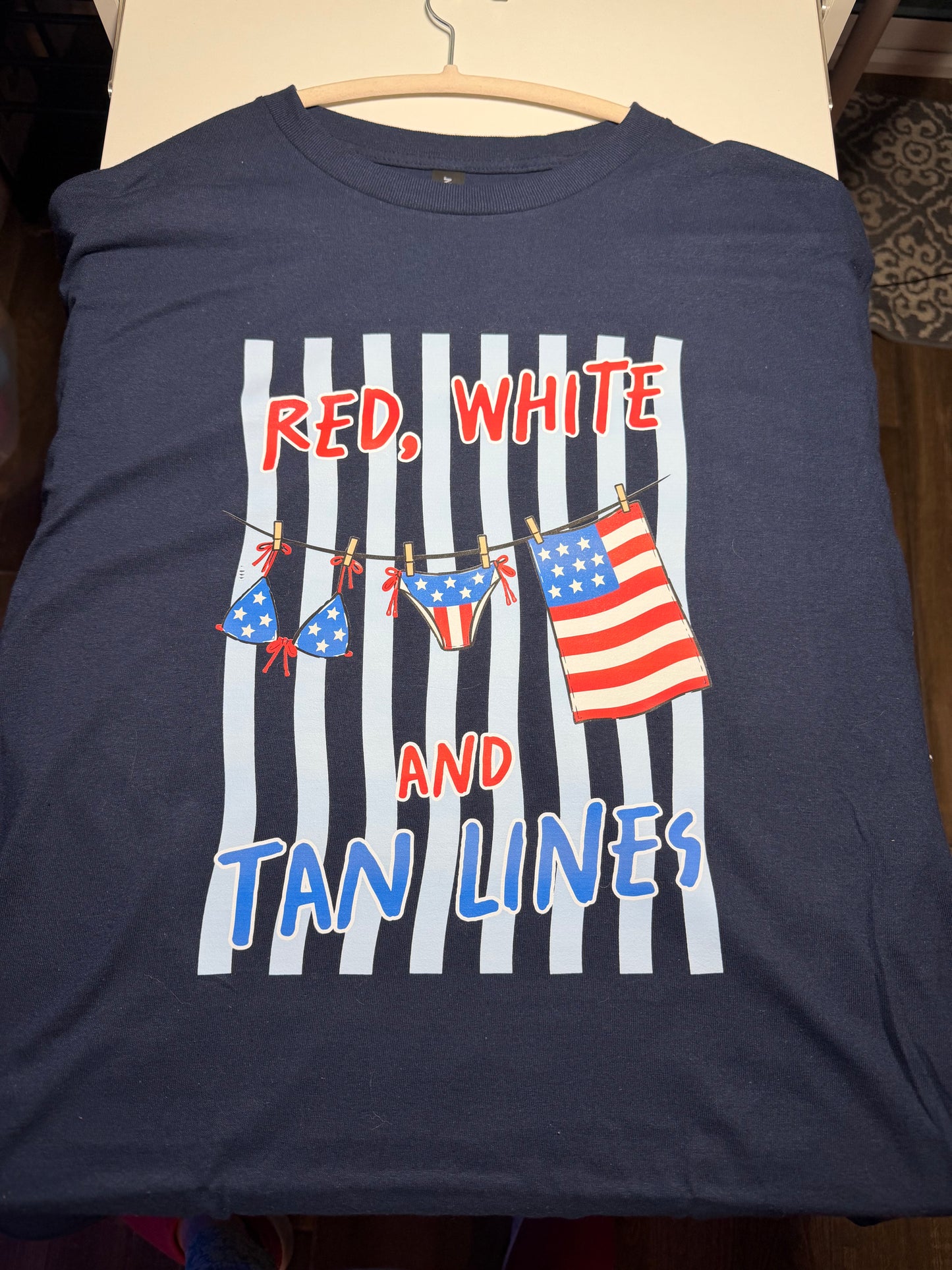 Red, White, and Tan Lines Retro Patriotic Graphic Tee