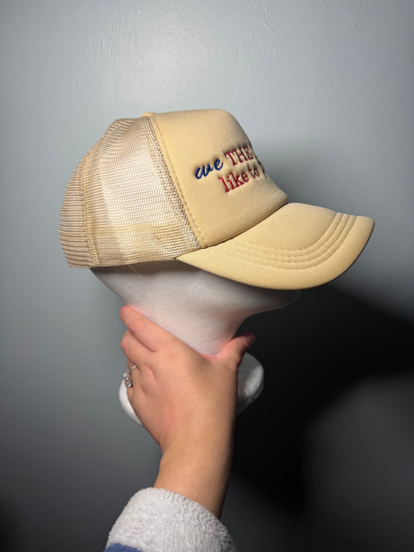 We The People Like To Party Embroidered Hat | Patriotic Party Hat | USA Trucker Cap