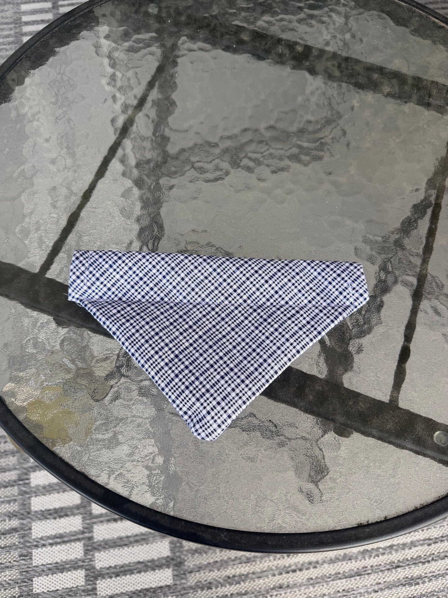 Classic Navy Plaid Over-the-Collar Dog Bandana – Size Medium